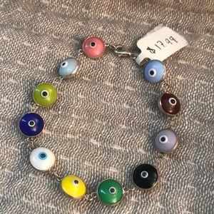 NEW MULTICOLOR AND SILVER EVIL EYE BRACELET